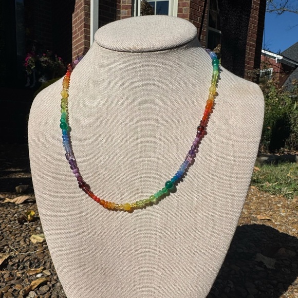 Natural Gemstone Beaded Necklace with 14kt solid gold clasp